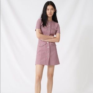 Maje Fitted Checked Mini Dress
